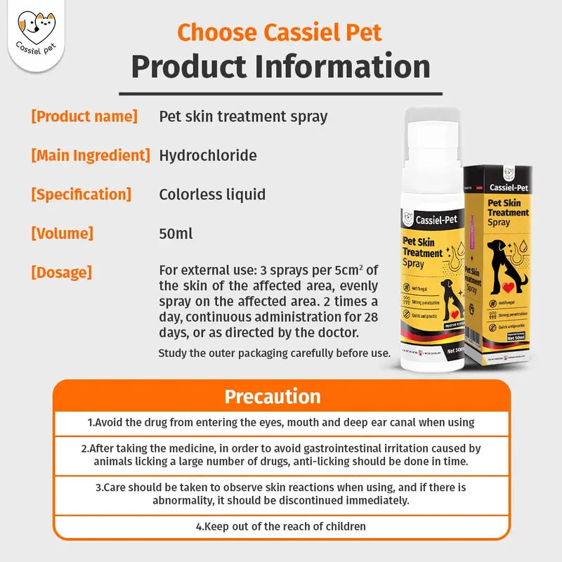 Cassiel Pet-Pet Skin Sprays for Dogs & Cats - Nature Soothing Spray for Clean and Soft Skin, Reduces Itchy Scratching