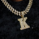[Buy One Get Free Necklace] Delzzad Hip Hop Large Letter Zirconia Alphbet Pendant Birthday Anniversary Mother's Day Gifts for Men Women