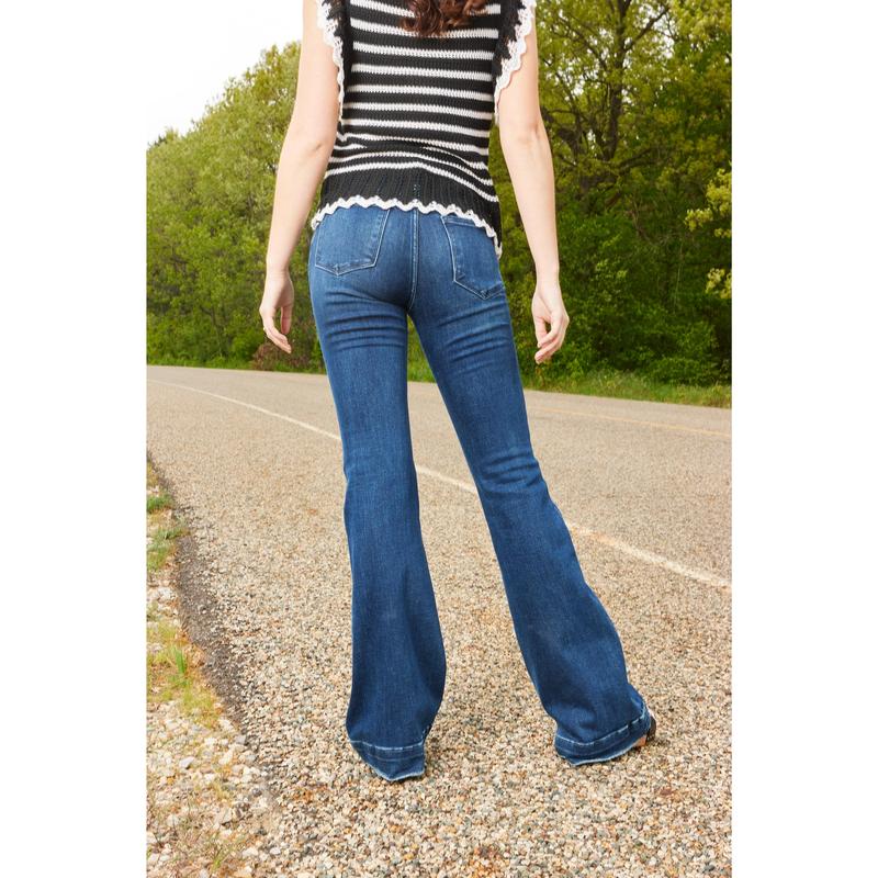 3 LENGTHS The Gwen from Lovervet: Mid-Rise Tummy Control Flare Denim  Fit Jean Womenswear Bottom