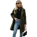 SCUSTY Women Winter Wool Blend Camel Mid-Long Coat Notch Double-Breasted Lapel Jacket Outwear