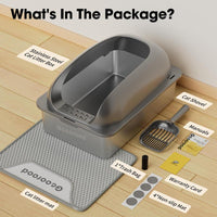 XXL Cat Litter Box Stainless Steel 20L with Lid, XL Large Metal Litter Box High Sided Design,Anti-Urine Leakage, Include Cat Mat & Litter Scoop, Never Absorbs Odors, Easy Cleaning, Non-Sticky,#Catsoft #catlovers