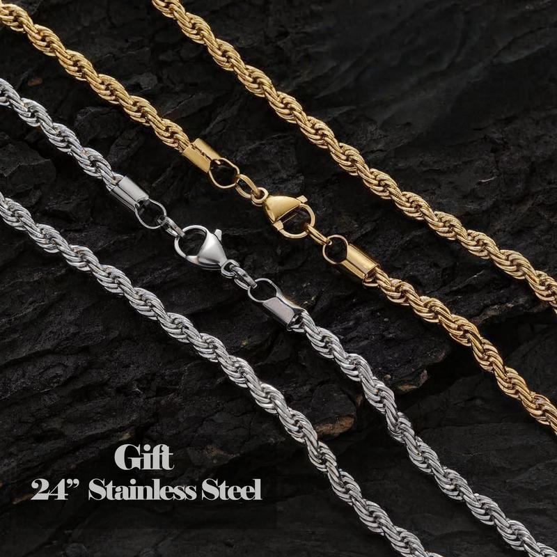 [Buy One Get Free Necklace] Delzzad Hip Hop Large Letter Zirconia Alphbet Pendant Birthday Anniversary Mother's Day Gifts for Men Women