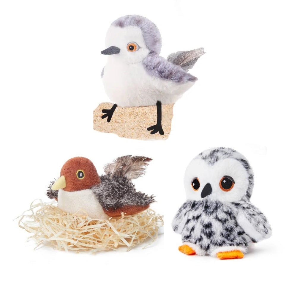 Sandpiper＋Sparrow＋Owl：Potaroma Flapping Bird Cat Toy (DON'T FLY), Lifelike Bird Chirp (DON'T FLY), Touch-Activated Kitten Toy Rechargeable, Interactive Cat Exercise Toys