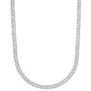 Micro Diamond Prong Cuban Necklace - 14k White Gold - 6mm Chain with White Gold Plating and CZ Diamonds 16-24" Lengths