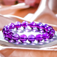 Natural Uruguayan Amethyst Beaded Bracelet – Premium Quality Purple Gemstone Jewelry for Women