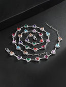 Iced Chics 2pcs Set, A Two-piece Set Of Colorful Necklaces and Bracelets, Suitable for Both Men and Women. Elegant Copper Jewelry Set, Perfect for Couples As A Gift, Trendy Matching Jewelry Set, Accessories