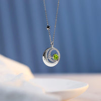 FANCIME Birthstone Necklaces 925 Sterling Silver Moon and Star Pendant Fine Jewelry Birthday Christmas Gifts for Mom Wife Her Daughter, Adjustable Chain 16+2"