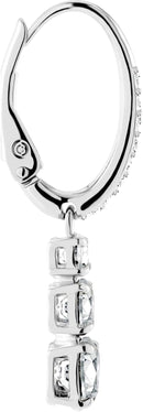 Swarovski Stilla Attract Trilogy Drop Pierced Earrings with White Crystals on a Rhodium Plated Setting with Hinged Closure