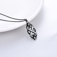 YFN Irish Celtic Knot Created Opal Pendant Necklace Sterling Silver Black Necklaces for Women Men 18"