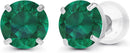 Solid 14K Yellow, White or Rose Gold 4mm Round Genuine Gemstone Birthstone Prong Set Stud Earrings For Women