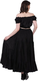 Wevez Women's Gypsy 25 Yard Solid Color Cotton Skirt