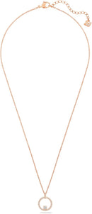 Swarovski Creativity Collection Women's Necklace, Intertwined circle Pendant with White Crystals and Rose-Gold Tone Plated Chain