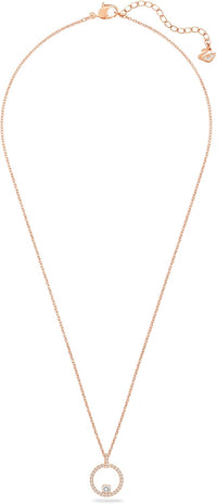 Swarovski Creativity Collection Women's Necklace, Intertwined circle Pendant with White Crystals and Rose-Gold Tone Plated Chain