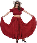 Wevez Women's Gypsy 25 Yard Solid Color Cotton Skirt