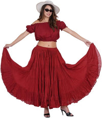 Wevez Women's Gypsy 25 Yard Solid Color Cotton Skirt