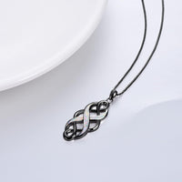 YFN Irish Celtic Knot Created Opal Pendant Necklace Sterling Silver Black Necklaces for Women Men 18"