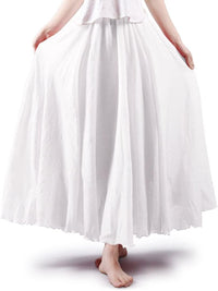 ASHER FASHION Women's Bohemian Style Elastic Waist Band Cotton Linen Long Maxi Skirt Dress