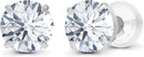 Solid 14K Yellow, White or Rose Gold 4mm Round Genuine Gemstone Birthstone Prong Set Stud Earrings For Women