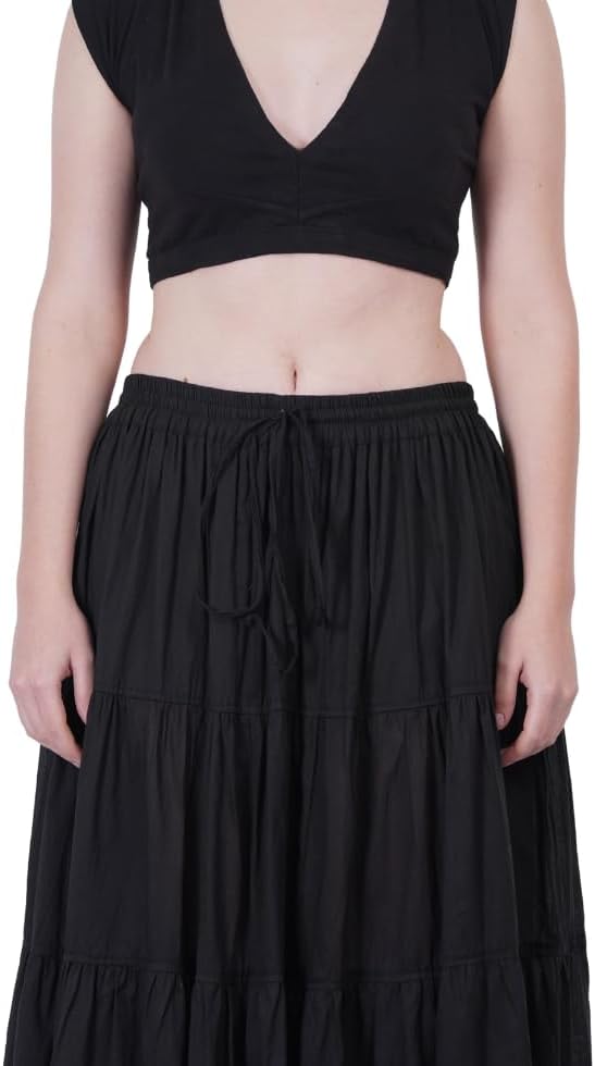 Wevez Women's Gypsy 25 Yard Solid Color Cotton Skirt
