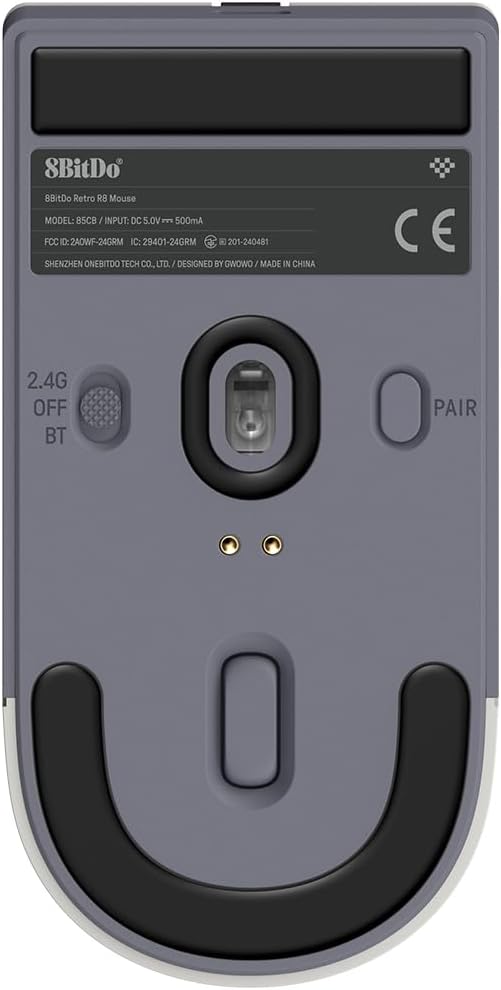 8BitDo Retro R8 Mouse with Charging Dock, PAW 3395 Optical Sensor DPI 26,000, Wireless Mouse with 4K Polling Rate, Programmable Buttons, and Kailh Sword GM X Micro Switches - N Edition
