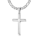925 Sterling Silver Cross Necklace for Men Women, 5mm 316L Stainless Steel Diamond-Cut Durable Figaro Link Chain or Cuban Link Curb Chain for Men, Mens Silver Crucifix Cross Pendant Necklaces Jewelry 16-30 Inches
