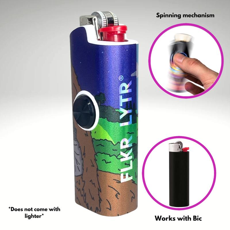 FLKR LYTR: Sassy Sasquatch Fidget Spinning lighter case White Body, works with BIC, High quality polypropylene body for durability
