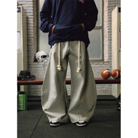 Aelfric Eden Baggy Wide Leg Pants for Women Casual Elastic Waist Lantern Trouser Sweatpants Womenswear Everyday Comfortable Nautical Rope Drawstring Unisex Fit 155-185cm