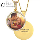 CARÁTIX Medium Round Plated Memory Medallions Charms Custom Picture Pendant Necklace for Men Hip Hop Jewelry Large Size Photo Pendant Jewellery Outdoorfun Valentine's Day Gift Fathersdaygift
