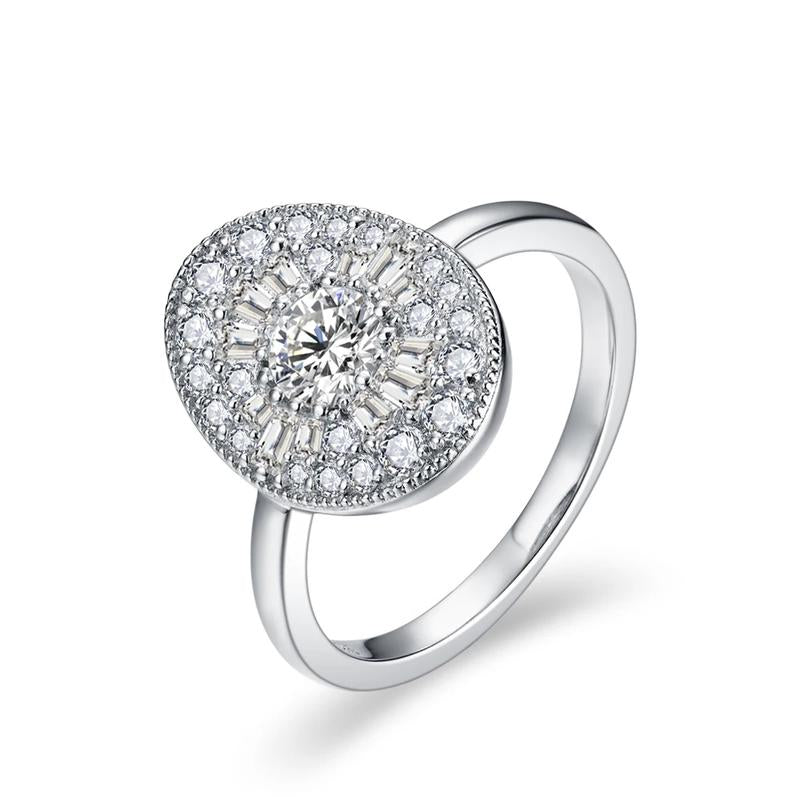 D/VVS1 Round Shape All Synthetic Moissanite Ring for Women Engagement Fine Jewelry Gift R111