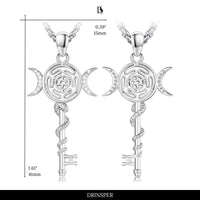 DRINSPER Hecate Necklace 925 Sterling Silver Goddess of Witches of Magic Hekate Pendant Necklace Ancient Greek Mythology Night of Hekate The Ancient Origins of the Goddess of Witchcraft and Moon Amulet Jewelry Pagan Jewelry for Women Men