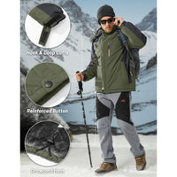 MAGCOMSEN Men's Winter Coats Water Resistant Snow Ski Jacket Fleece Lined Parka 4 Pockets