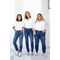 Judy Blue Meant To Be Mid Rise Dark Wash Multiple Inseam Relaxed Fit Jeans