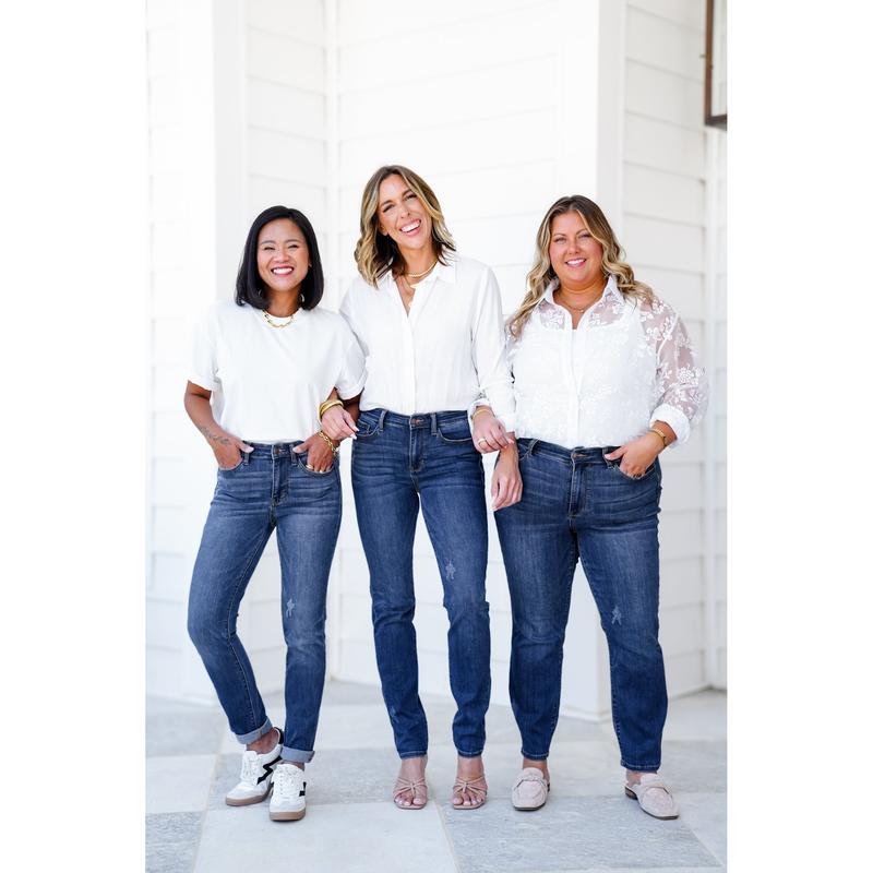 Judy Blue Meant To Be Mid Rise Dark Wash Multiple Inseam Relaxed Fit Jeans