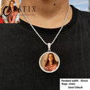 CARÁTIX Medium Round Plated Memory Medallions Charms Custom Picture Pendant Necklace for Men Hip Hop Jewelry Large Size Photo Pendant Jewellery Outdoorfun Valentine's Day Gift Fathersdaygift