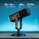 FIFINE AM8 XLR/USB Gaming Microphone for Podcast Recording, Dynamic RGB Mic with Quick Mute, headphone jack, Gain Knob, Volume Control, Desktop Mic for PC Gamer, XLR mic for audio interface mixer, for smartphone