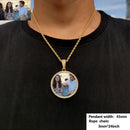 CARÁTIX Medium Round Plated Memory Medallions Charms Custom Picture Pendant Necklace for Men Hip Hop Jewelry Large Size Photo Pendant Jewellery Outdoorfun Valentine's Day Gift Fathersdaygift