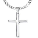 925 Sterling Silver Cross Necklace for Men Women, 5mm 316L Stainless Steel Diamond-Cut Durable Figaro Link Chain or Cuban Link Curb Chain for Men, Mens Silver Crucifix Cross Pendant Necklaces Jewelry 16-30 Inches