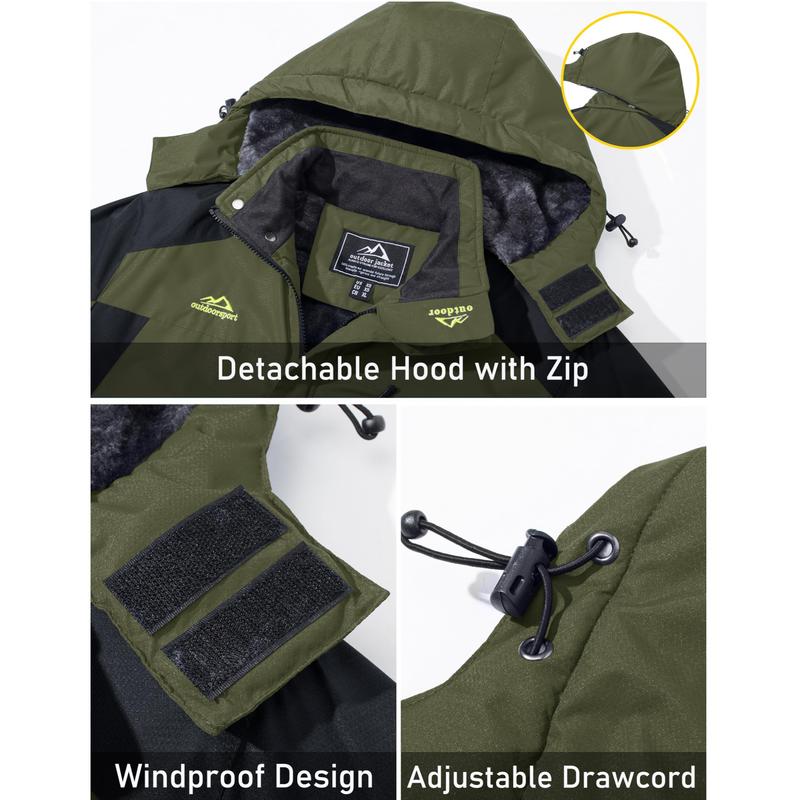 MAGCOMSEN Men's Winter Coats Water Resistant Snow Ski Jacket Fleece Lined Parka 4 Pockets
