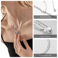 D-POW Heart Pendant Necklace - 925 Sterling Silver with Platinum Plating, 18" Chain, 0.6" Pendant, Valentine’s Day Gift, Hypoallergenic & Tarnish-Resistant