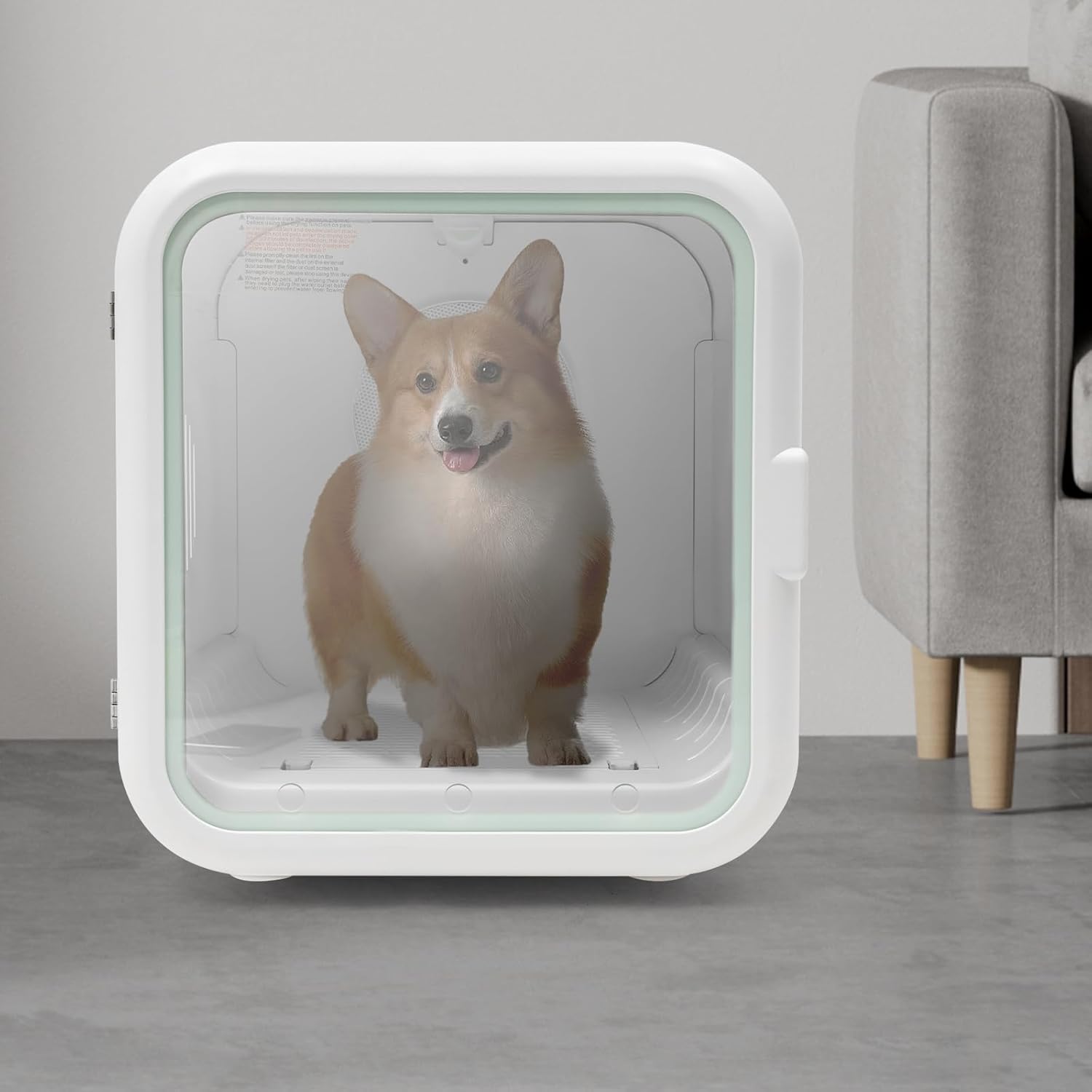 62L Large Capacity Pet Dryer Box - Ultra Quiet, Smart Temperature Control, 360 Drying, Fast Drying, Low Noise, Easy to Use, Perfect for Cats and Small Dogs - White Standard dog hair house dryer