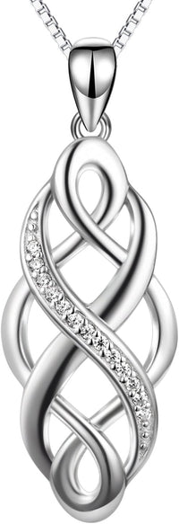 YFN Irish Celtic Knot Created Opal Pendant Necklace Sterling Silver Black Necklaces for Women Men 18"