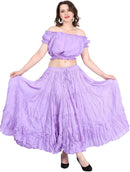 Wevez Women's Gypsy 25 Yard Solid Color Cotton Skirt
