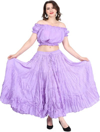 Wevez Women's Gypsy 25 Yard Solid Color Cotton Skirt