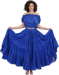 Wevez Women's Gypsy 25 Yard Solid Color Cotton Skirt