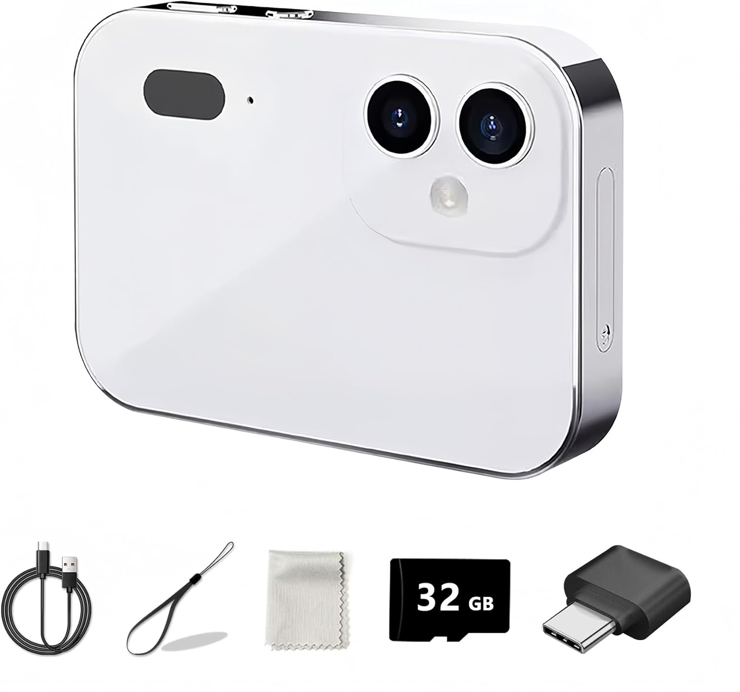 D6 Digital Camera with Auto Focus & 4K Video Recording - 64MP Portable Compact UHD Camera, 16X Digital Zoom, Anti-Shake, Includes 32GB Card - for Teens & Adult Beginners (Pink)
