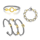 Mytys 5Pcs Women’s Cuff Bracelet Set – Elegant Two-Tone Bangles, Perfect Gift Stylish Jewelry Trendy Fashionable Accessories