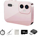 D6 Digital Camera with Auto Focus & 4K Video Recording - 64MP Portable Compact UHD Camera, 16X Digital Zoom, Anti-Shake, Includes 32GB Card - for Teens & Adult Beginners (Pink)