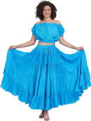 Wevez Women's Gypsy 25 Yard Solid Color Cotton Skirt