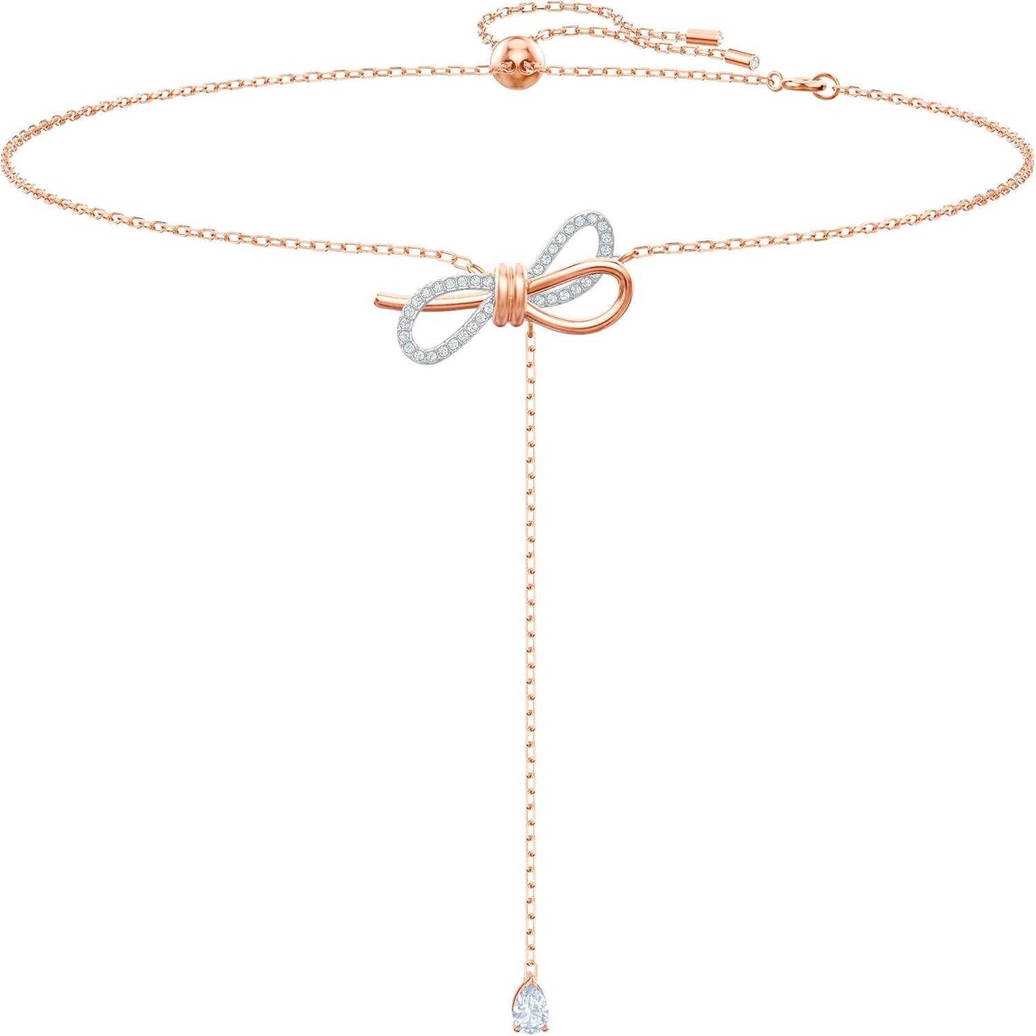 Swarovski Lifelong Bow Necklace and Bracelet Jewelry Collection, Clear Crystals, Rhodium Finish