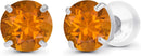 Solid 14K Yellow, White or Rose Gold 4mm Round Genuine Gemstone Birthstone Prong Set Stud Earrings For Women